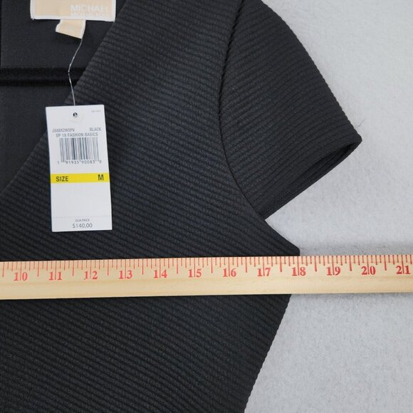 Michael Kors Dress Womens Medium Black Sheath Ribbed Knit Classic Career NEW - Picture 4 of 12